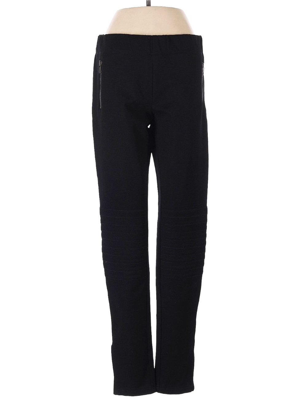 JOSEPH Black Moto Trousers – Luxury Ribbed-Knee Detail – FR 38 / US 6